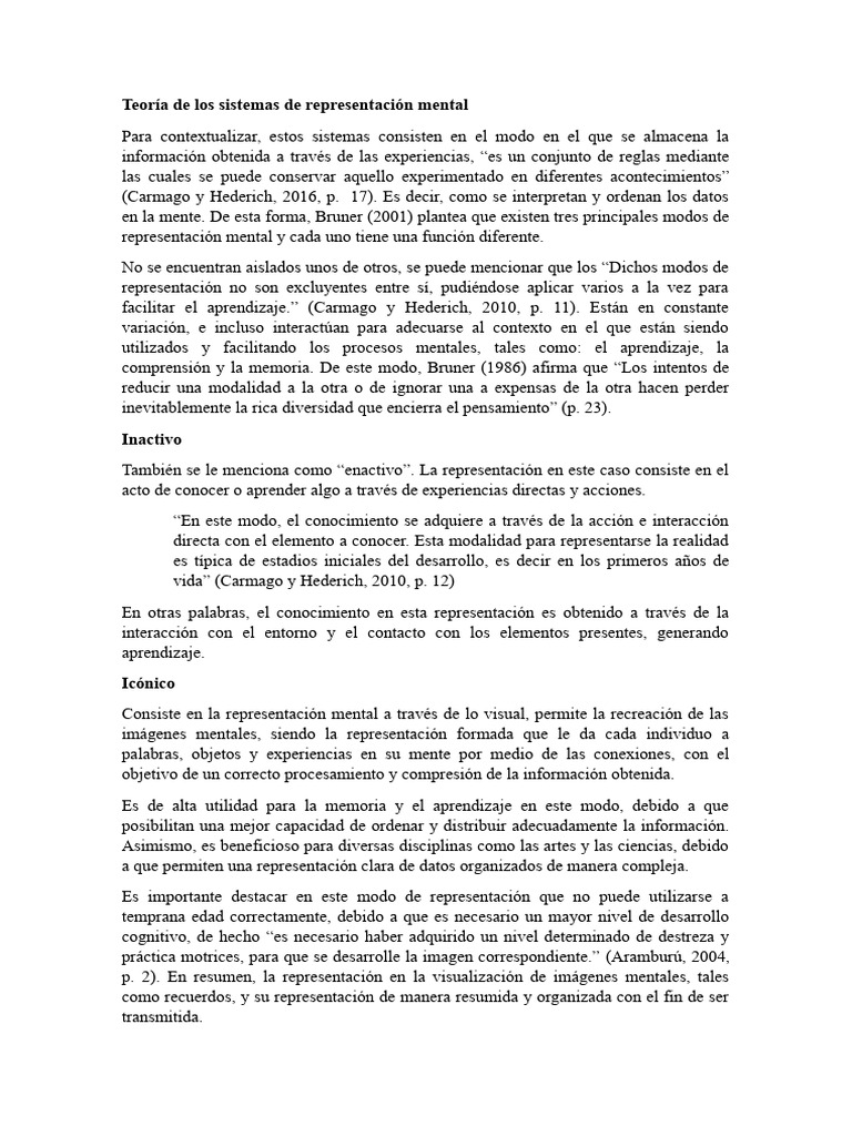 Etapas de la representación mental | PDF | Aprendizaje | Mente