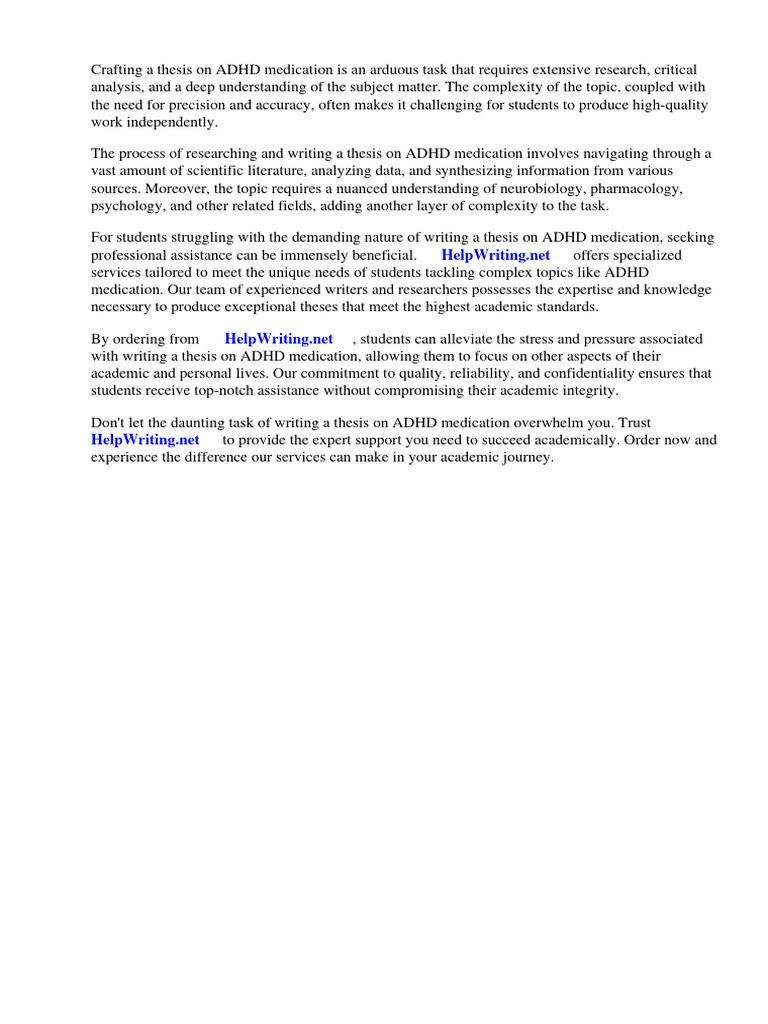 Adhd Medication Thesis Download Free PDF Attention Deficit Hyperactivity Disorder Stimulant