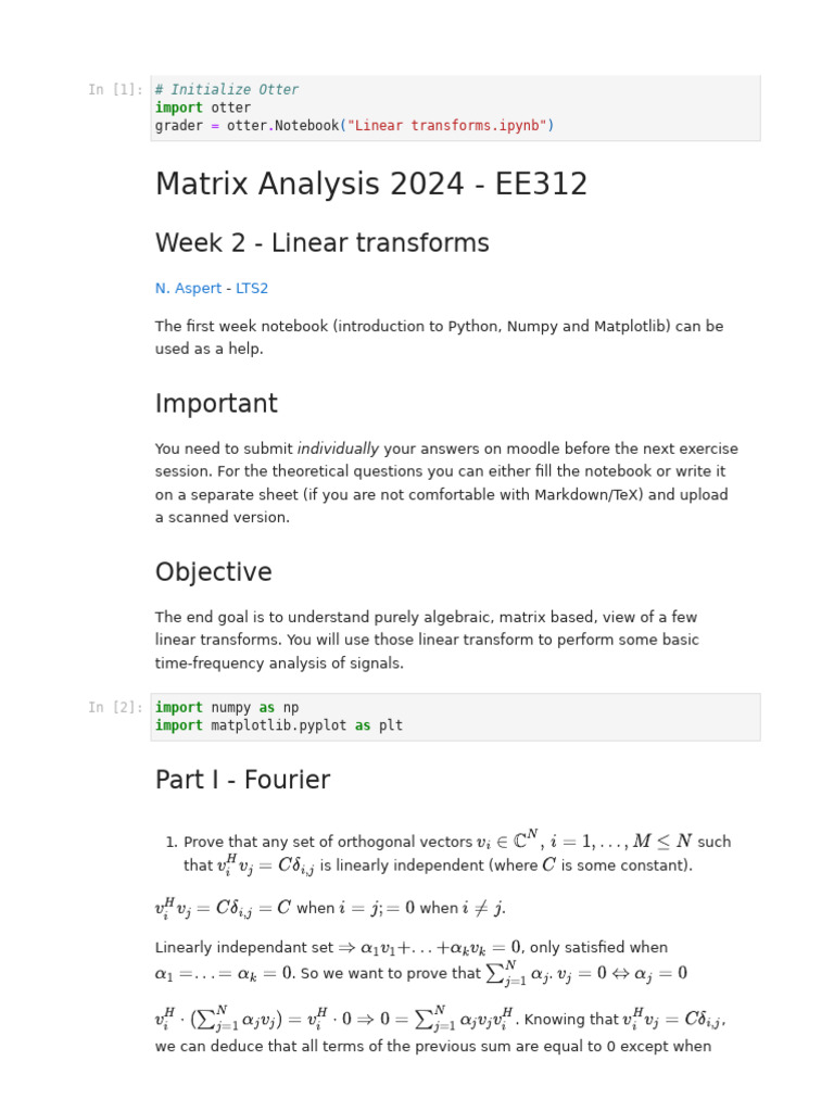 Linear Transforms in Matrix Analysis 2024 | PDF | Discrete Fourier ...