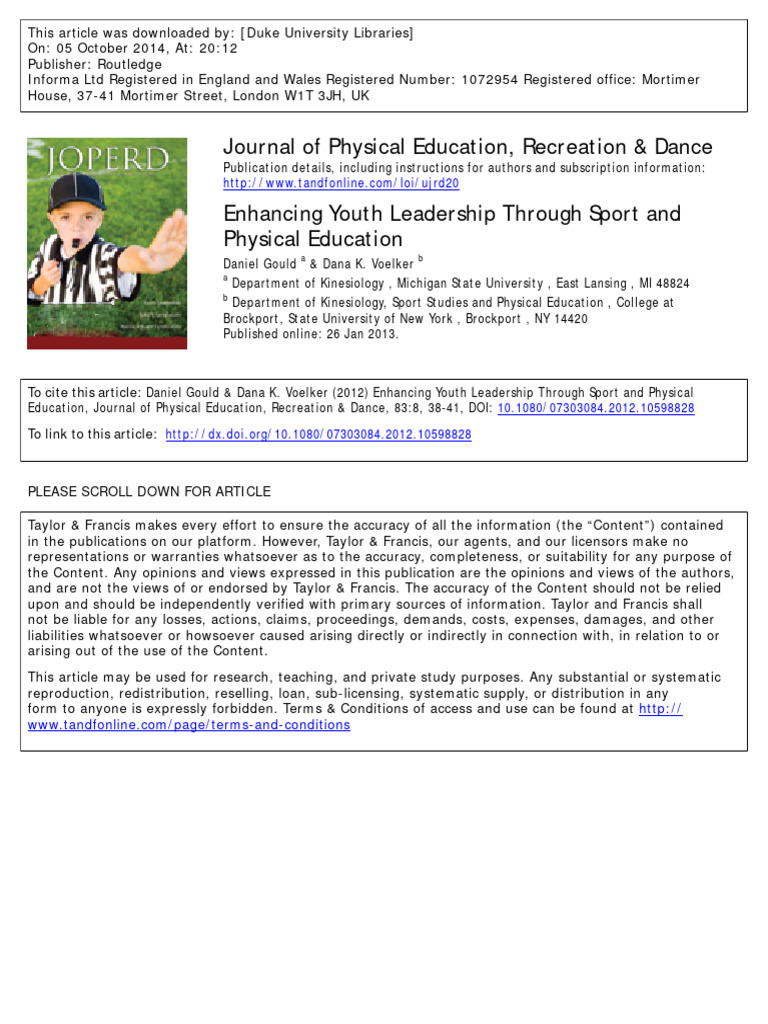Youth Leadership in Sports Education | PDF | Career & Growth