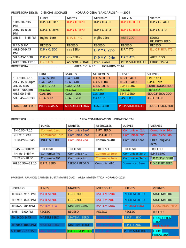 Horario CEBA Sancarlos 2024 | PDF | Estudios de idiomas extranjeros ...