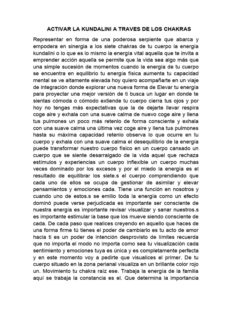 Activar La Kundalini A Traves de Los Chakras | PDF | Amor | Color