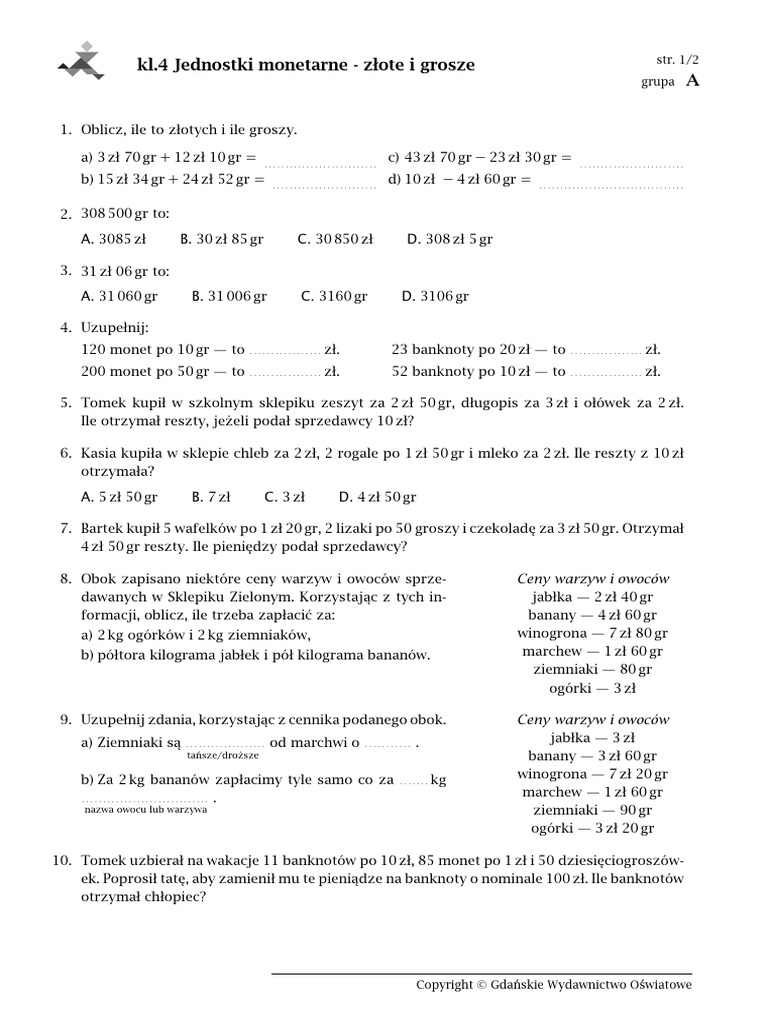 4 jednostki monetarne z ote i grosze pdf