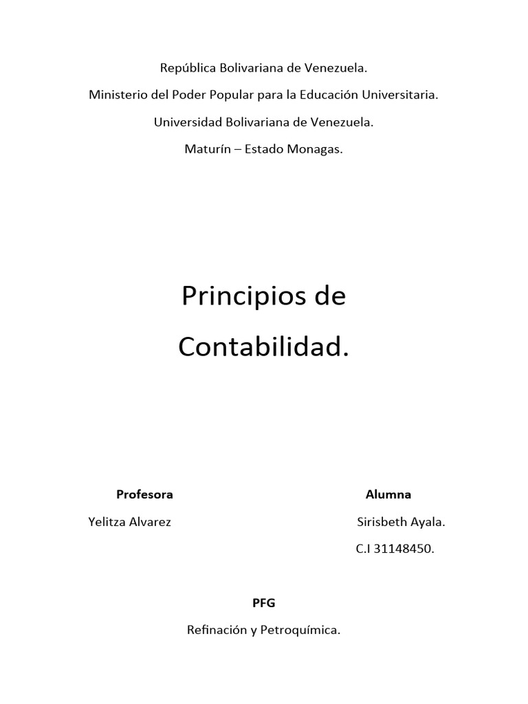Principios de Contabilidad | PDF | Contabilidad | Estado financiero