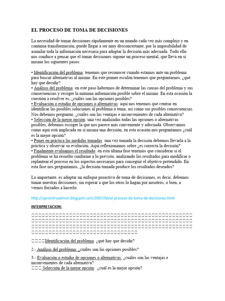 El Proceso de Toma de Decisiones | PDF