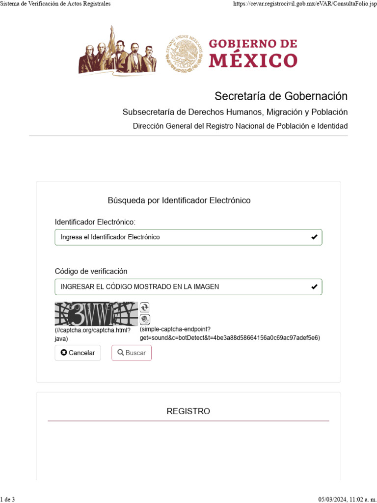 Verificación de Actos Registrales CEVAR | PDF | Justicia | Crimen y ...