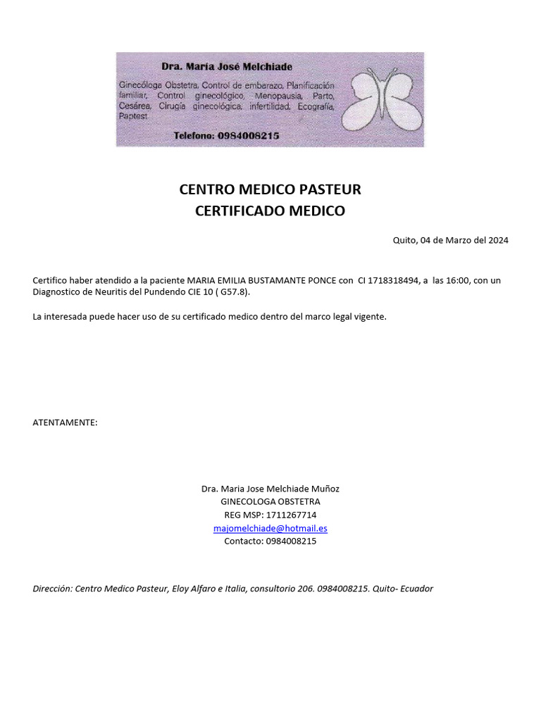 Certificado de Presentacion | PDF