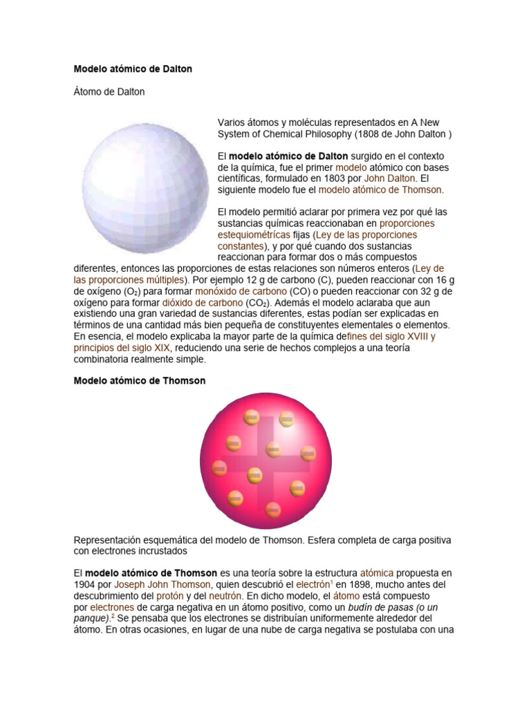 Modelo Atómico de Dalton | PDF | Átomos | Núcleo atómico