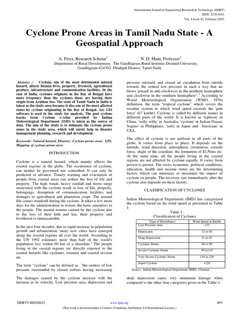 Cyclone Prone Areas in Tamil Nadu | PDF | Tropical Cyclones ...