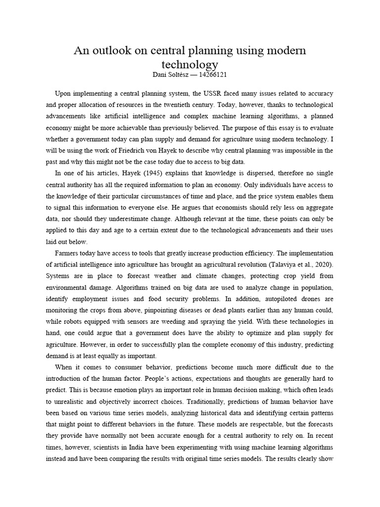 How Is Hayek Still Relevant Today? PDF Artificial Intelligence