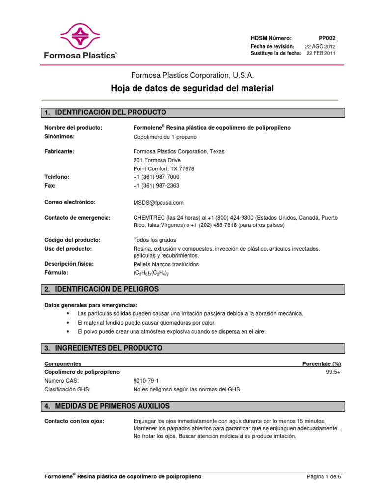 MSDS-PP Clarificado | PDF | Administración de Seguridad y Salud ...