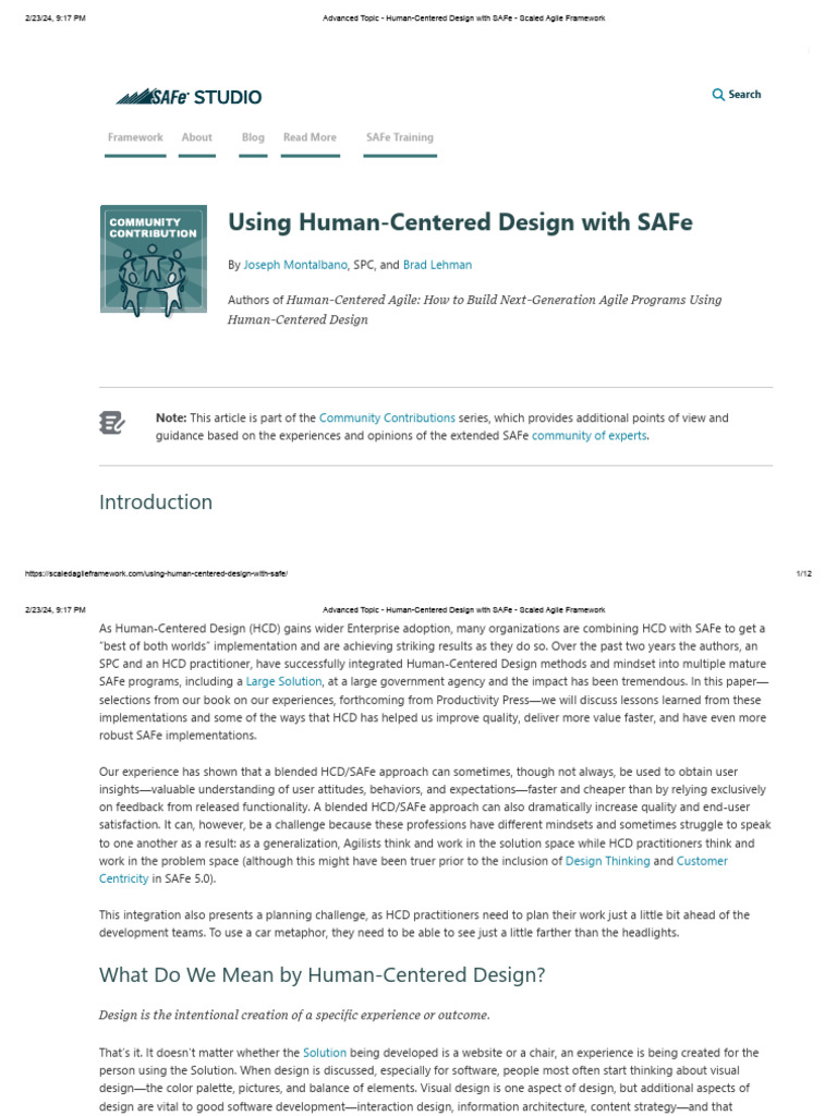 Human-Centered Design With SAFe | PDF | Design Thinking | Agile ...