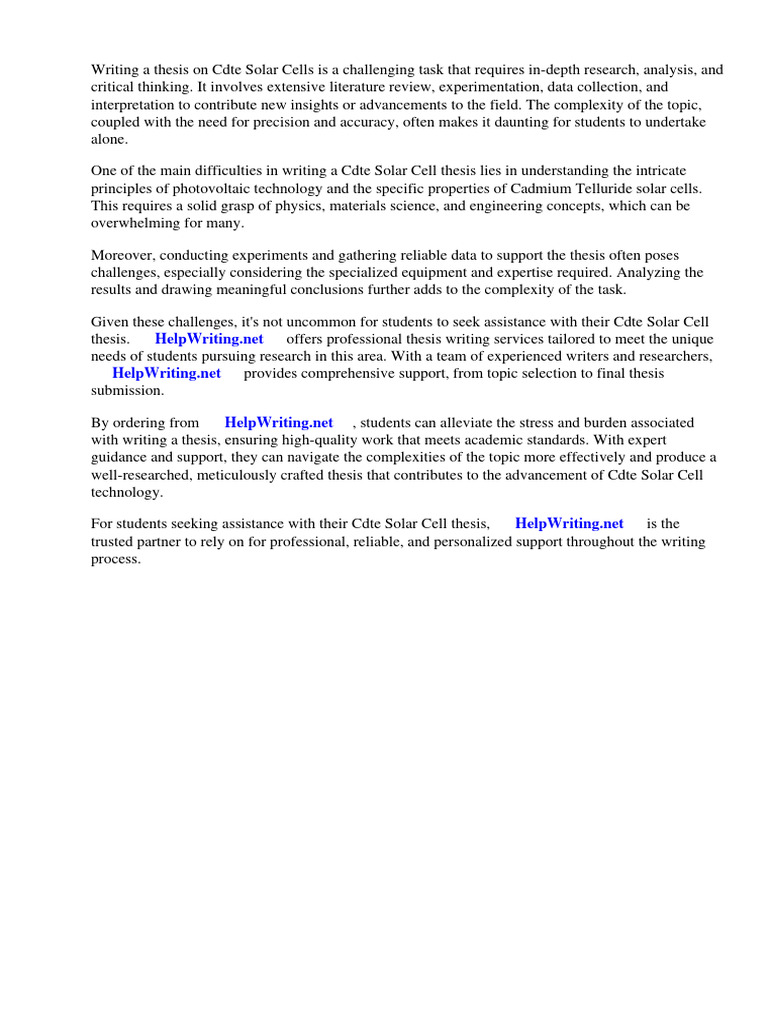 Cdte Solar Cell Thesis Pdf Solar Cell Photovoltaics