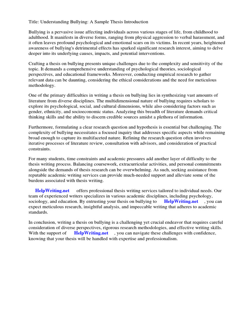 Local Studies About Bullying