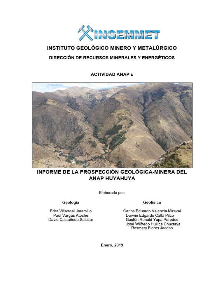 Informe Prospeccion Geologica Minera ANAP Huyahuya | PDF | Roca ...