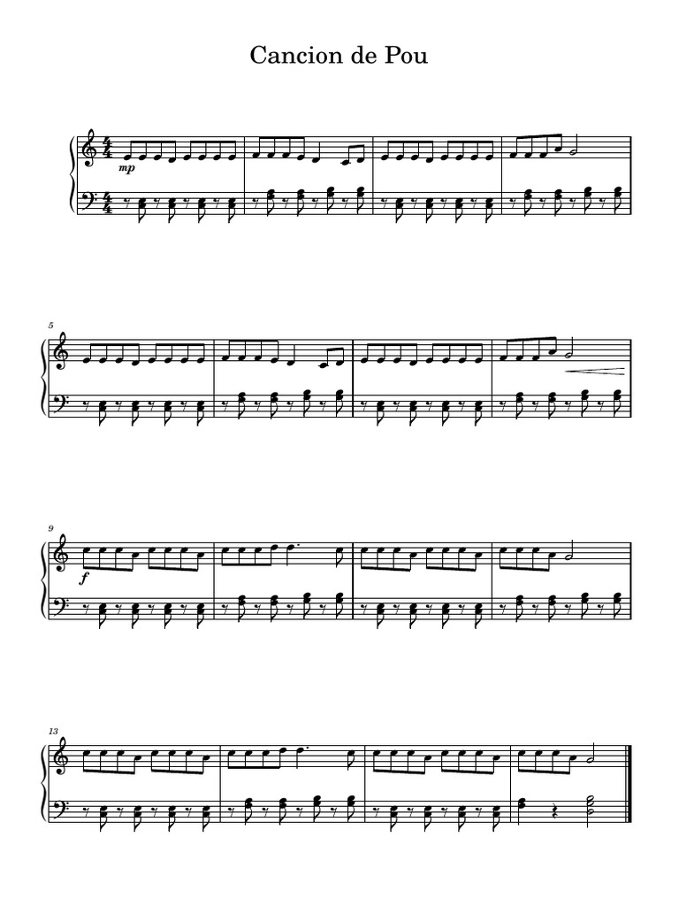 Canción de Pou: Notas y Partituras | PDF