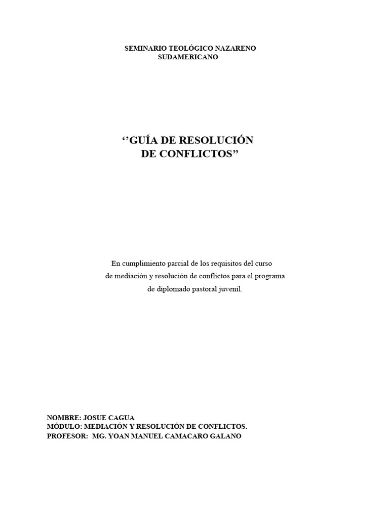 Guía Resolución de Conflictos Juvenil | PDF | Conflicto (proceso) | Las ...
