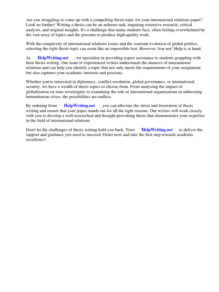 Good Thesis Topics For International Relations PDF Economic Growth