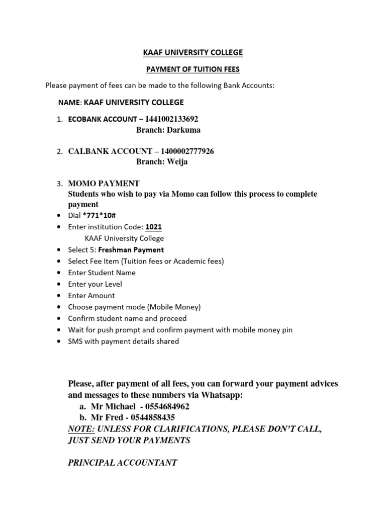 KAAF University College Fee Payment Guide | PDF | Career & Growth ...