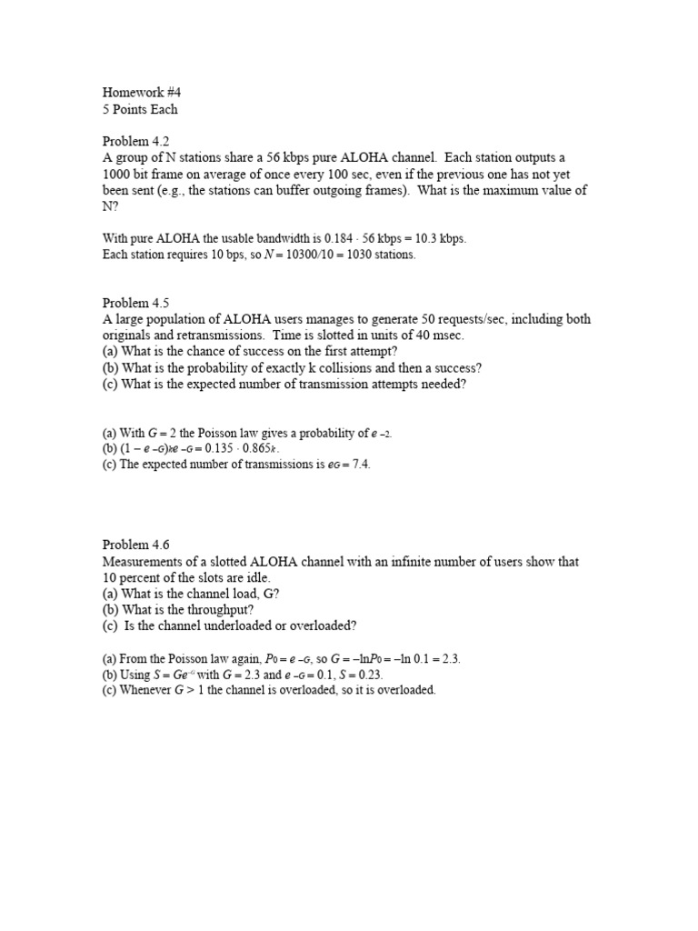 ALOHA Channel Capacity and Analysis | PDF
