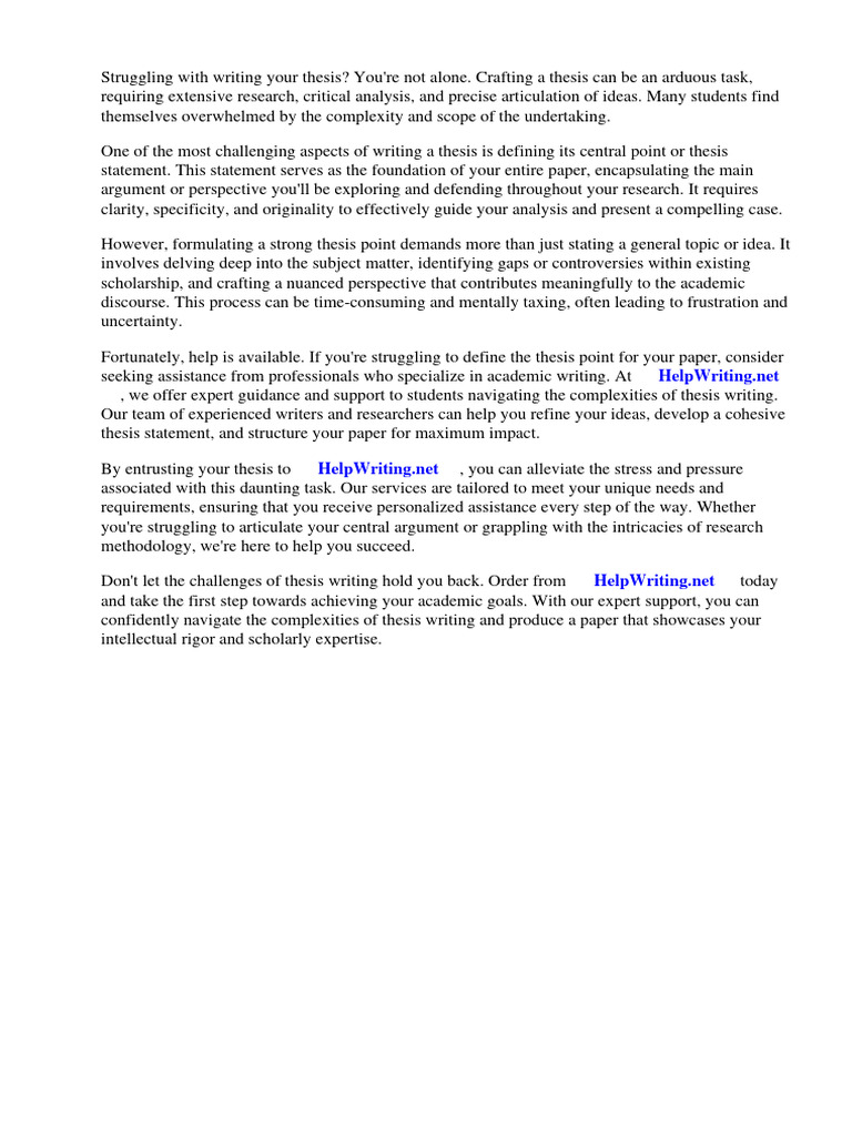 Thesis Point Definition PDF Essays Thesis