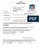 Learner'S Licence: Form 3 (See Rule 3 (A) and 13)