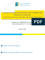 Stabilité Des Systèmes Dynamiques Par La Méthode Des Fonctions de Lyapounov