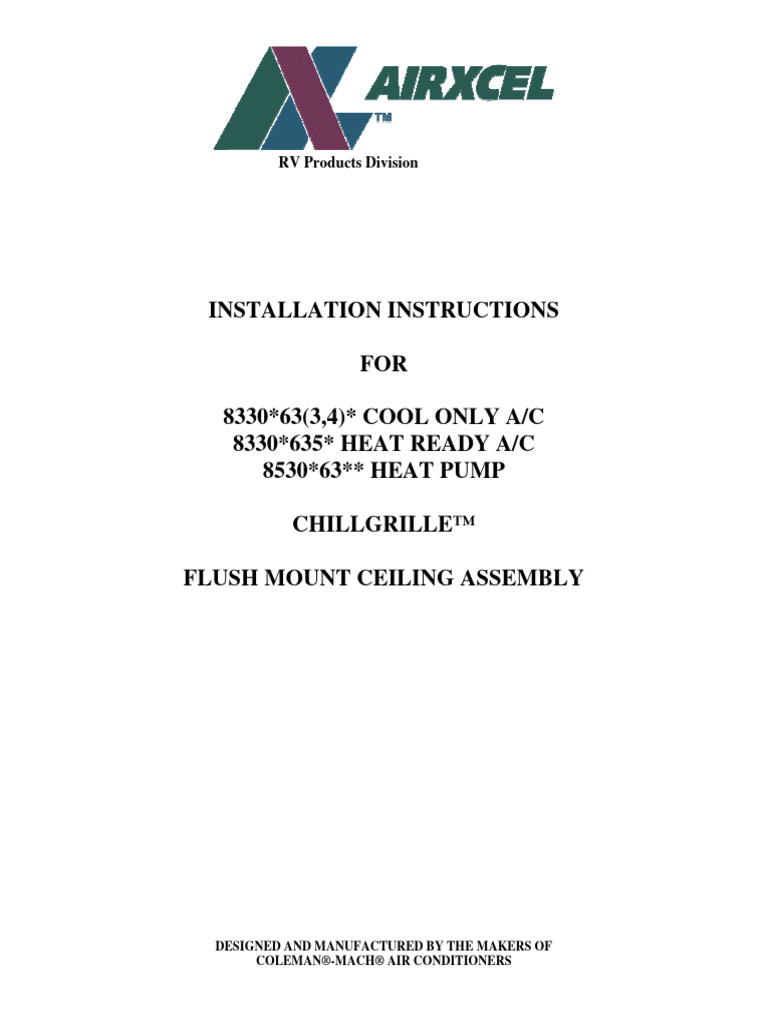 Airxcel 48254C969 AC Manuals Install 1976307 PDF Electrical Wiring