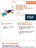 Sistema de Numeração Decimal: Ordens E Classes: 5 ANO 1 Bimestre