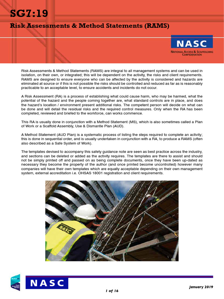 Scaffolding RAMS Guidance Document | PDF | Risk | Scaffolding