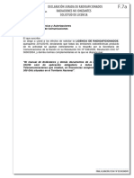 Declaración Jurada de Radioaficionados Radiaciones No Ionizantes Solicitud de Licencia