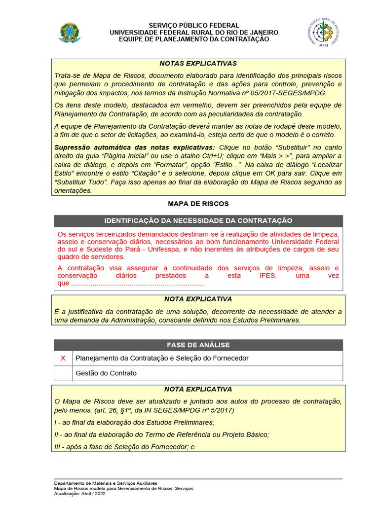 Mapa de Riscos para Contratação Pública | PDF | Planejamento | Risco