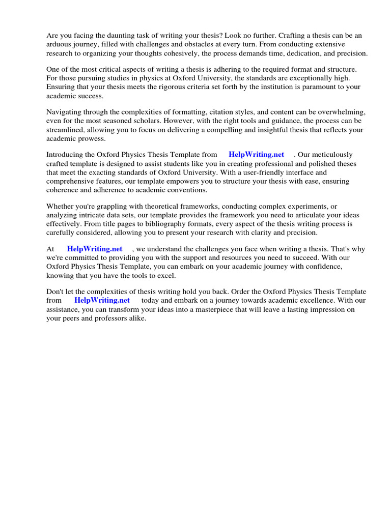 Oxford Physics Thesis Template Pdf Thesis Te X