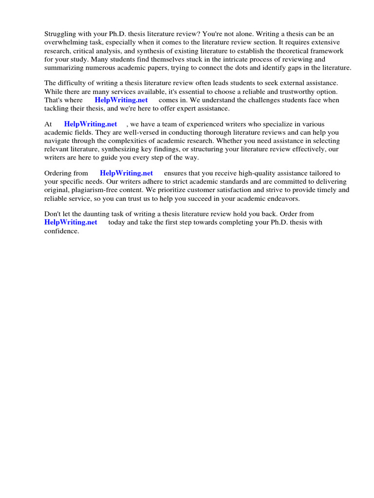 PHD Thesis Literature Review PDF | PDF | Career & Growth | Art