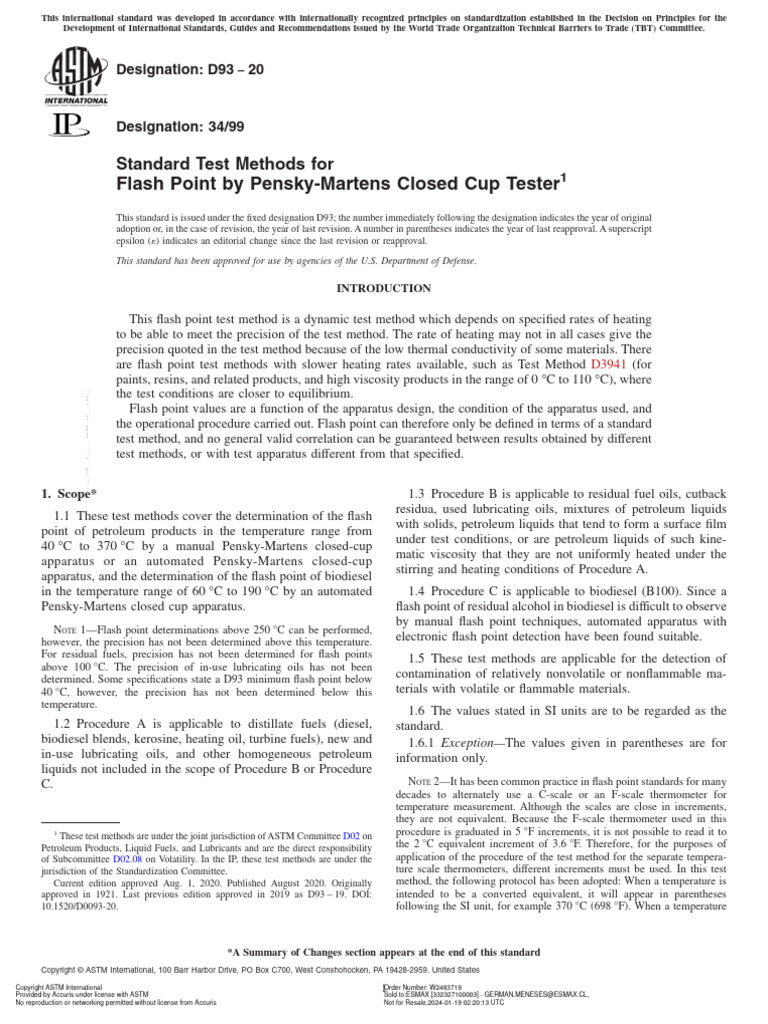 Astm D93 | PDF | Biodiesel | Chemistry