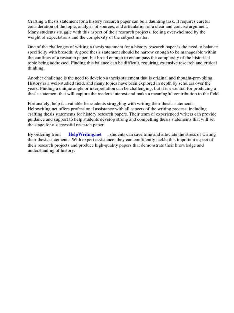 How To Write A Thesis Statement For A History Research Paper | PDF ...