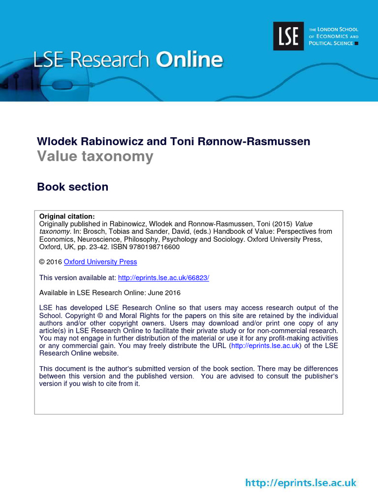 Rabinowicz value taxonomy 2016 pdf hedonism objectivity