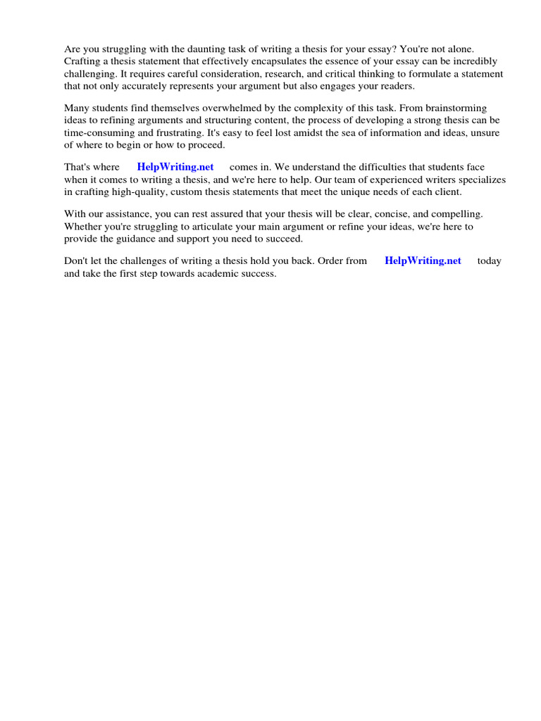 Examples of A Thesis For An Essay | PDF | Essays | Thesis