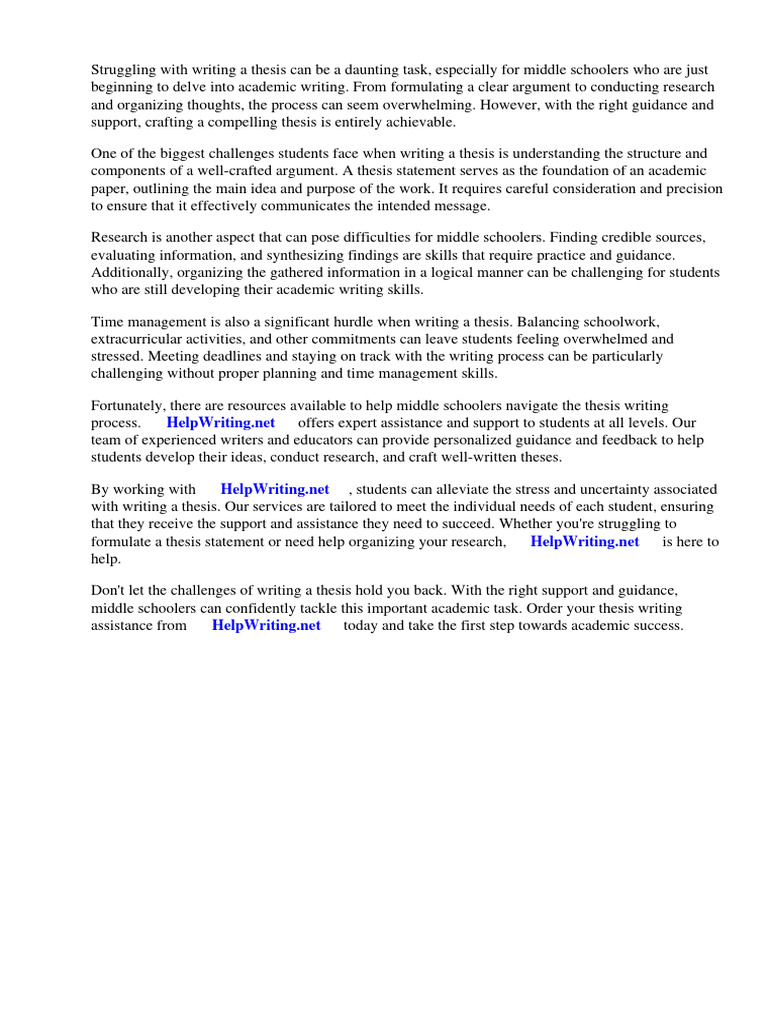 How to write a thesis for middle schoolers pdf essays thesis