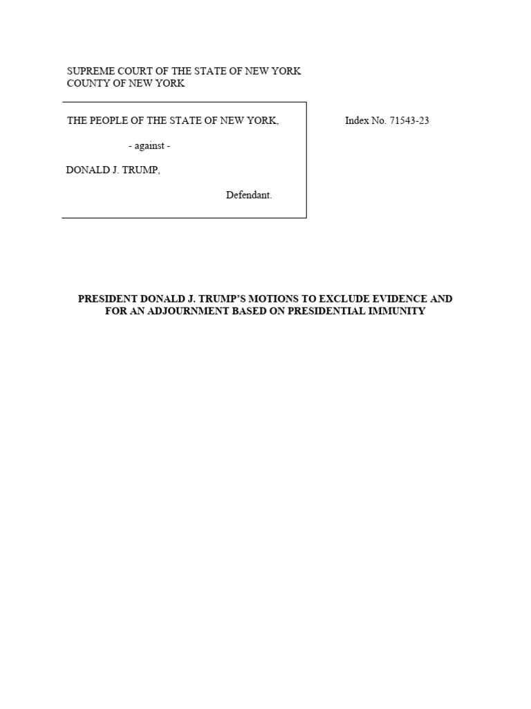 Trump's Motion on Presidential Immunity | PDF