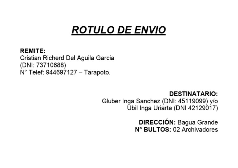 Rotulo de Envio | PDF