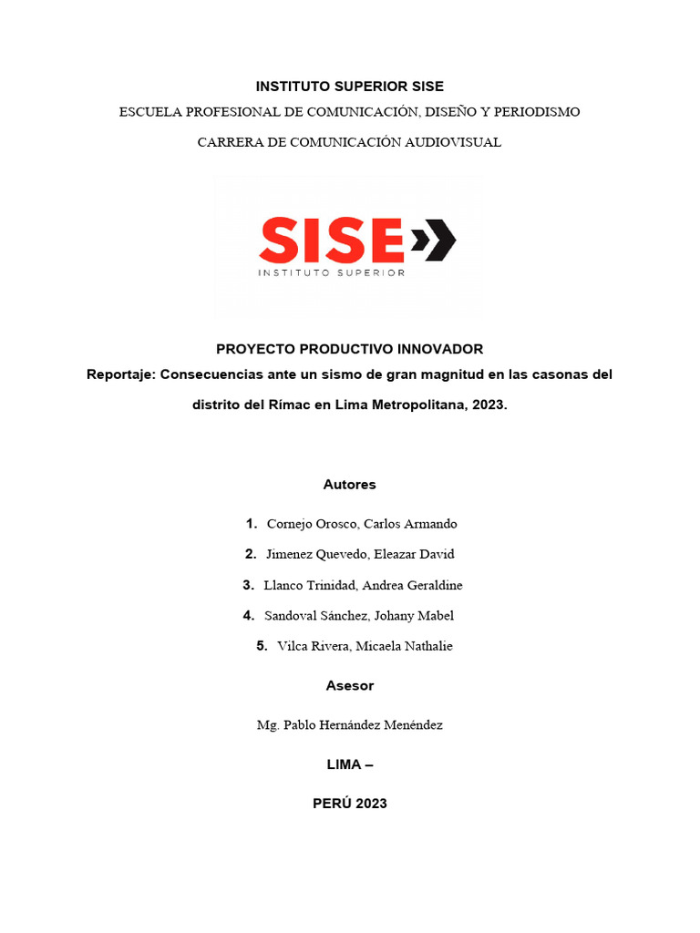 PPI - Consecuencias Ante Un Sismo de Gran Magnitud en Las Casonas Del ...
