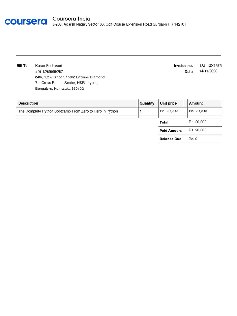 Coursera Course Bill Python | PDF