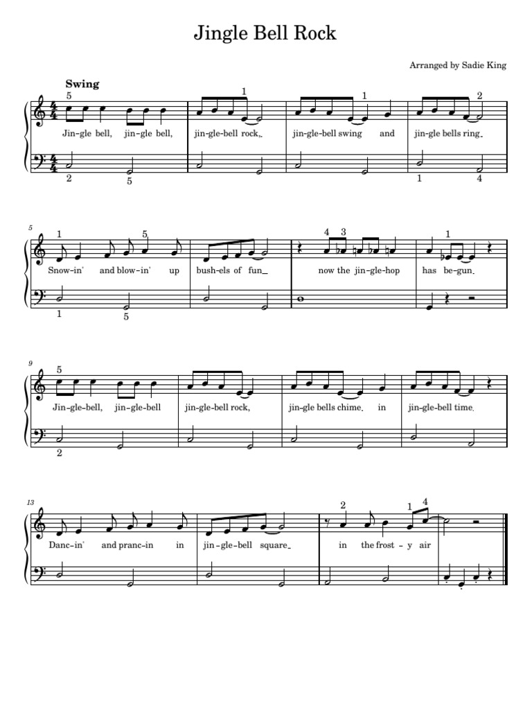 Jingle Bell Rock Easy Piano PDF