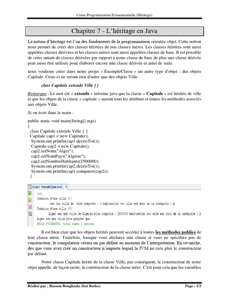Héritage en Java : Concepts et Exemples | PDF | Classe (informatique ...