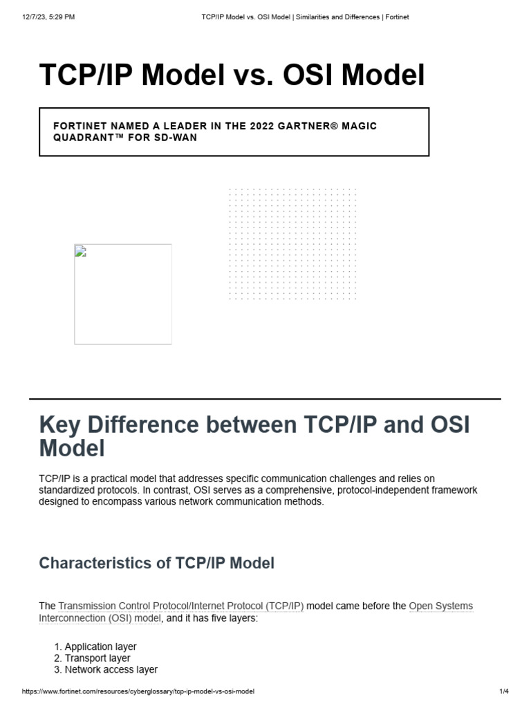 TCP - IP Model vs. OSI Model - Similarities and Differences - Fortinet ...