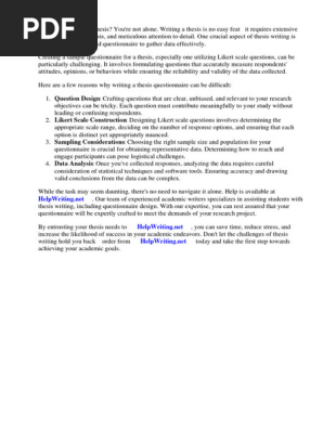 Sample Questionnaire for Thesis Likert Scale
