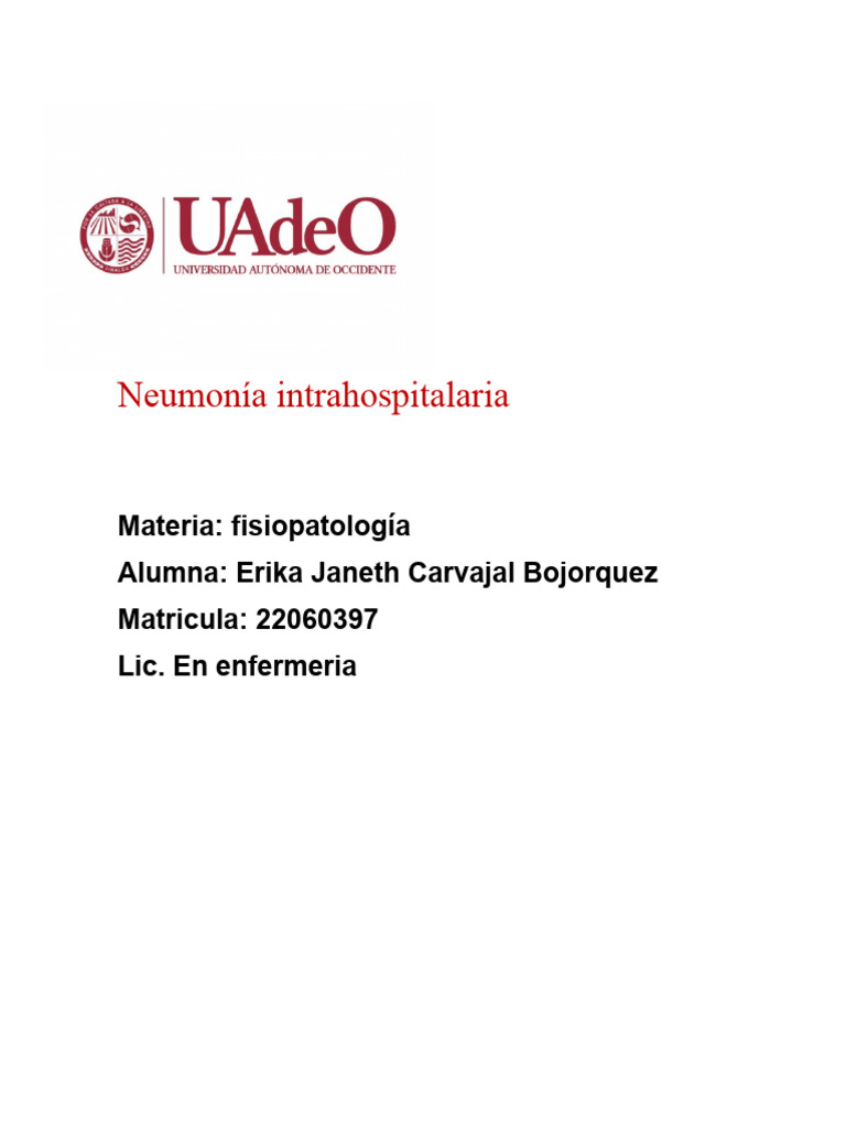 Neumonía Intrahospitalaria Pdf Neumonía Infección Adquirida En El