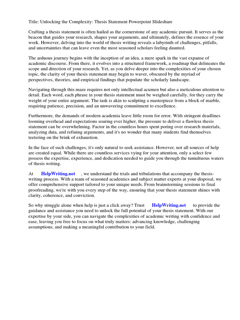 Writing Thesis Statement Slideshare