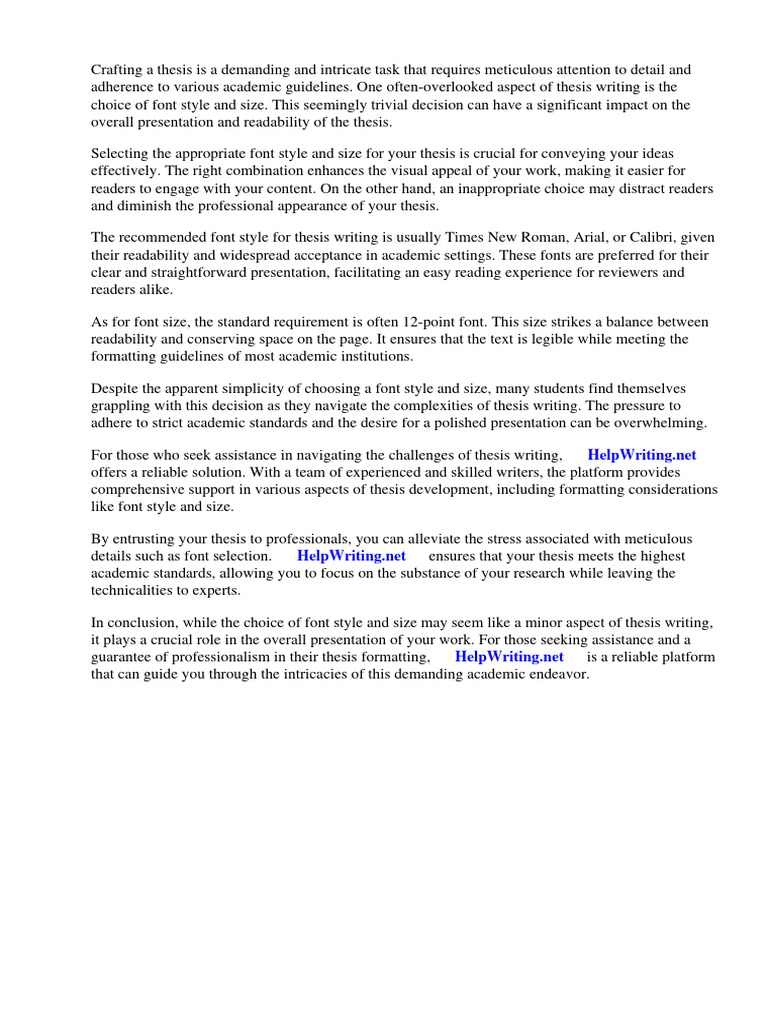 Thesis Font Style and Size | PDF | Thesis | Written Communication